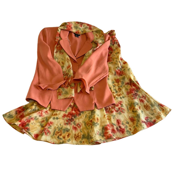 Leslie Fay three pink floral skirt set 14P - Picture 1 of 15